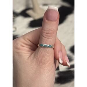 Native American Waldeck Johnson Sterling Silver Inlaid Crushed Turquoise Ring 7